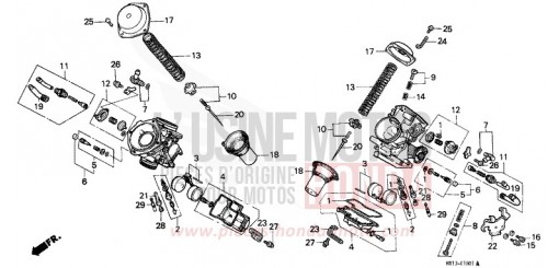 CARBURATEUR (PIECES CONSTITUTIVES) VT600CP de 1993